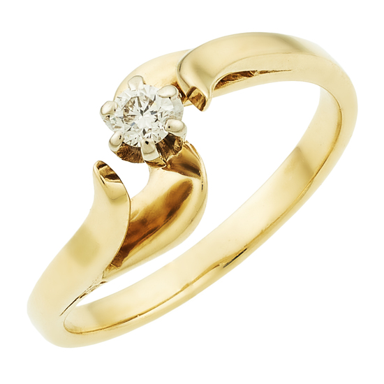 Кольцо из комбинированного золота 585 пробы c 1 бриллиантом, Л31121951 за 16250