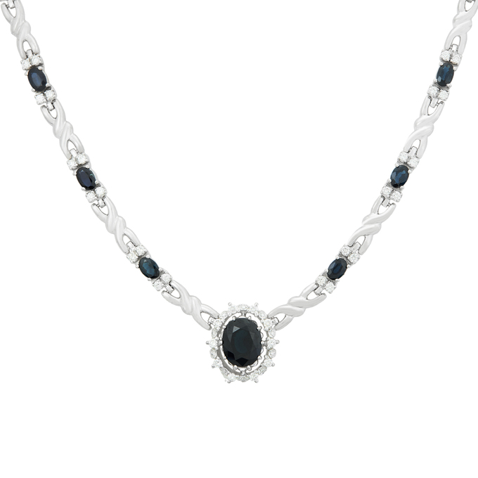 Колье из золота 750 пробы c сапфирами и бриллиантами