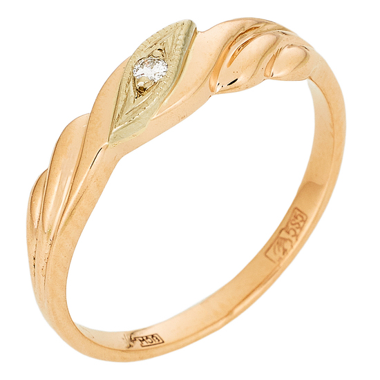 Кольцо из комбинированного золота 585 пробы c 1 бриллиантом, Л12075676 за 17200