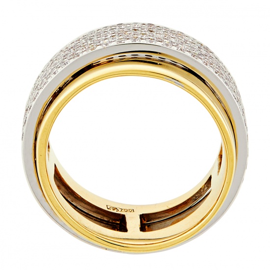 Кольцо из комбинированного золота 750 пробы c 128 бриллиантами, Л19102602 за 207000