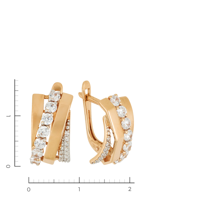 Серьги из золота 585 пробы c 34 фианитами