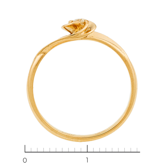Кольцо из красного золота 585 пробы c 1 бриллиантом, Л08082443 за 7500