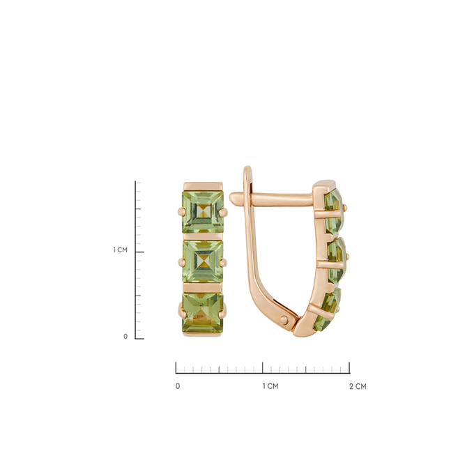 Серьги из золота 585 пробы c хризолитами, Л 5804 7892 за 44320