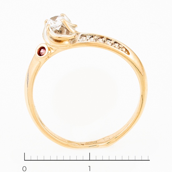 Кольцо из красного золота 585 пробы c фианитами и 1 камнем синтетическим, Л23155451 за 8260