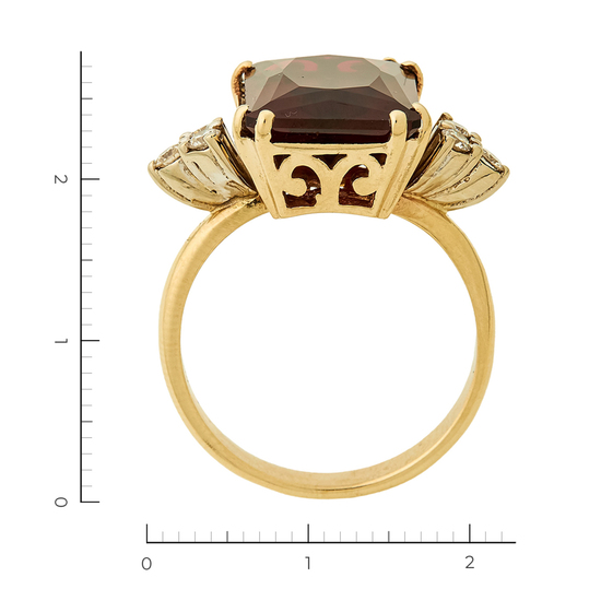 Кольцо из комбинированного золота 585 пробы c 6 бриллиантами и 1 корундом, Л28047517 за 49000
