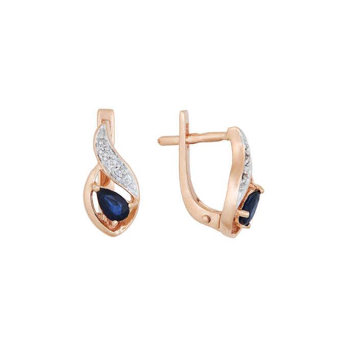 Серьги из золота 585 пробы c сапфирами и бриллиантами, Л 0808 6083 за 37200