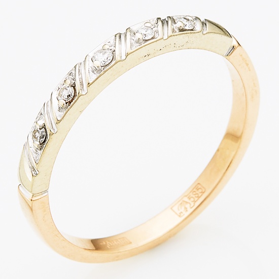 Кольцо из комбинированного золота 585 пробы c 5 бриллиантами, Л48042447 за 12900