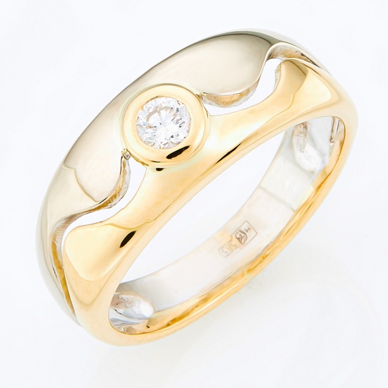 Кольцо из комбинированного золота 585 пробы c 1 бриллиантом, Л37050786 за 32000