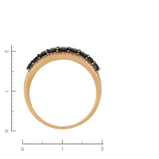 Кольцо из красного золота 585 пробы c 67 бриллиантами и 18 сапфирами, Л64020324 за 35700