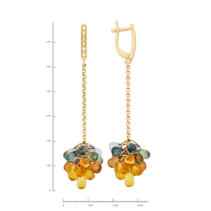 Серьги из золота 585 пробы c бриллиантами и корундами, Ц О007 2922 за 152000