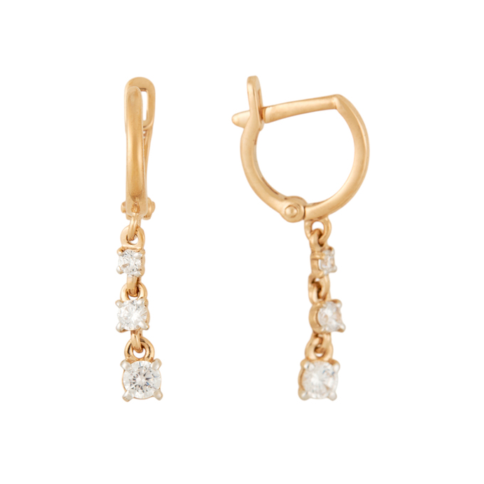 Серьги из золота 375 пробы c 6 фианитами