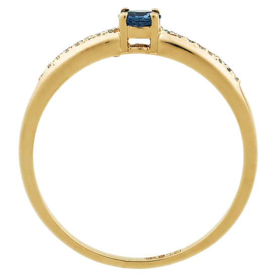 Кольцо из комбинированного золота 585 пробы c 1 сапфиром и 16 бриллиантами, Л30132457 за 14700
