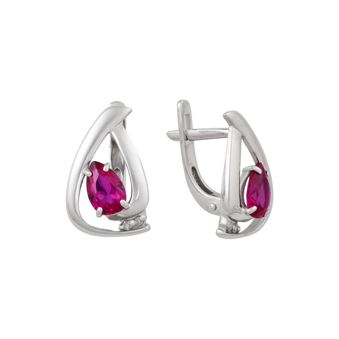 Серьга из золота 585 пробы с бриллиантами и корундом, Л 2912 7099 за 15200