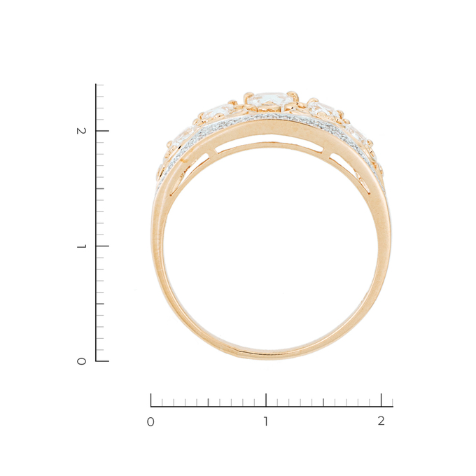 Кольцо из комбинированного золота 585 пробы c 38 бриллиантами и 5 топазами
