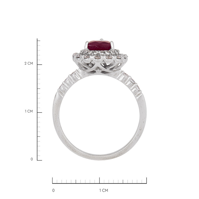 Кольцо из золота 585 пробы c облагороженным рубином и бриллиантами, Л 6002 5923 за 65000