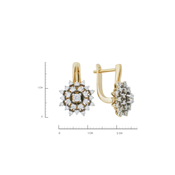 Серьга из золота 585 пробы c 25 бриллиантами
