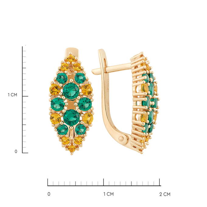 Серьги из золота 585 пробы c синтетическими камнями, Ц О007 1606 за 48400