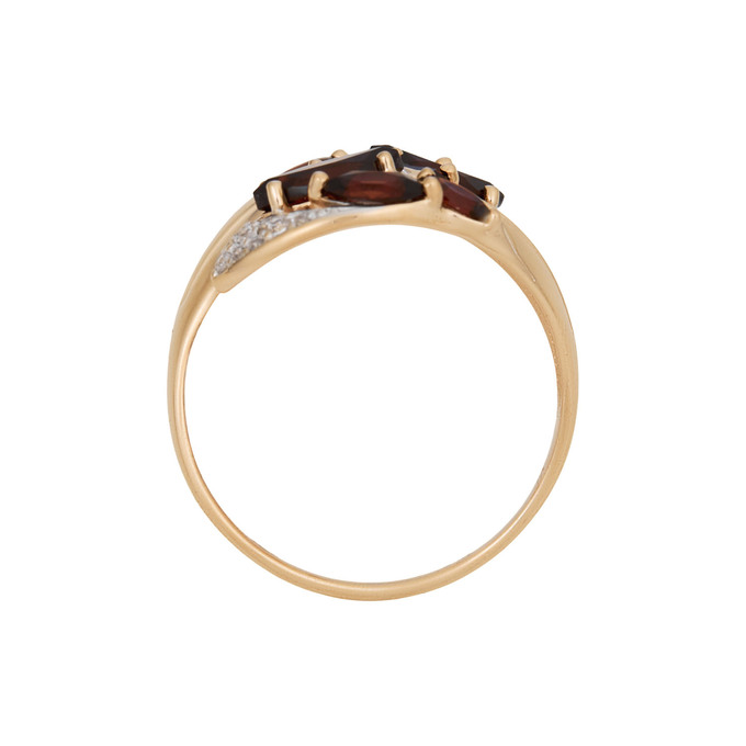 Кольцо из золота 585 пробы c гранатами и фианитами