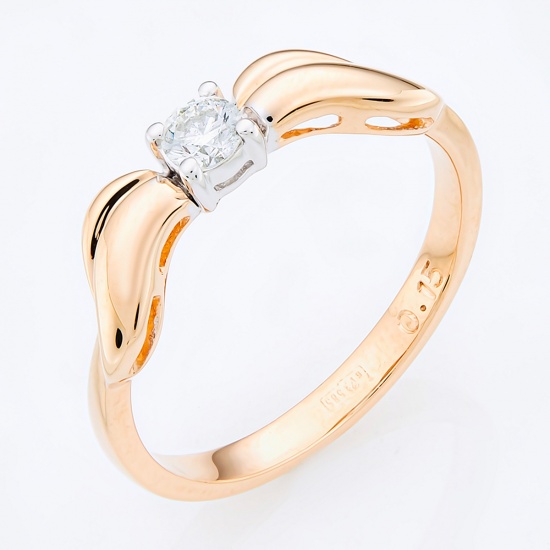 Кольцо из комбинированного золота 585 пробы c 1 бриллиантом, Л36055665 за 12425