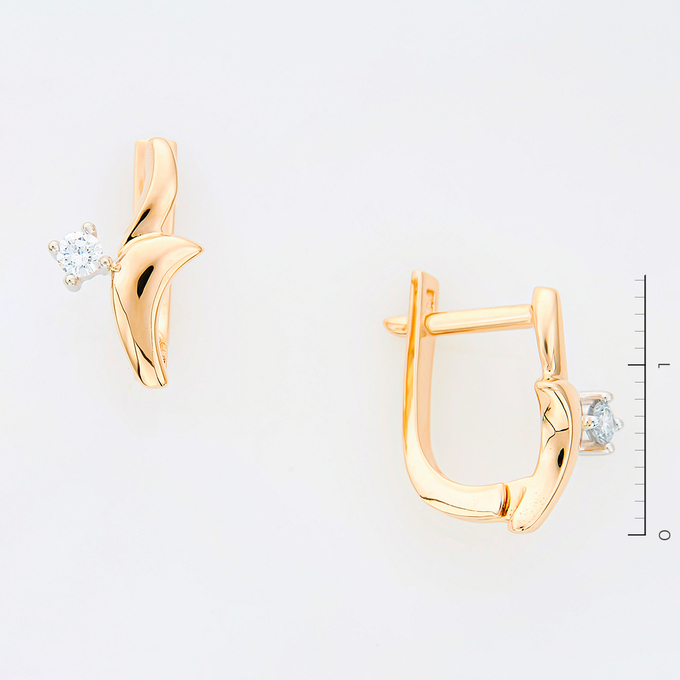 Серьги из золота 585 пробы c 2 бриллиантами