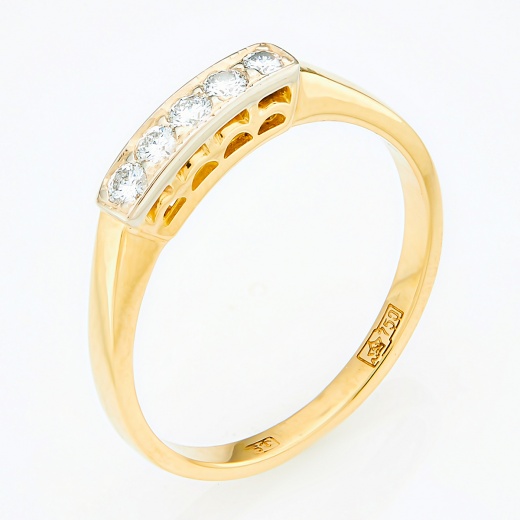 Кольцо из комбинированного золота 750 пробы c 5 бриллиантами Л52060866 фото 1