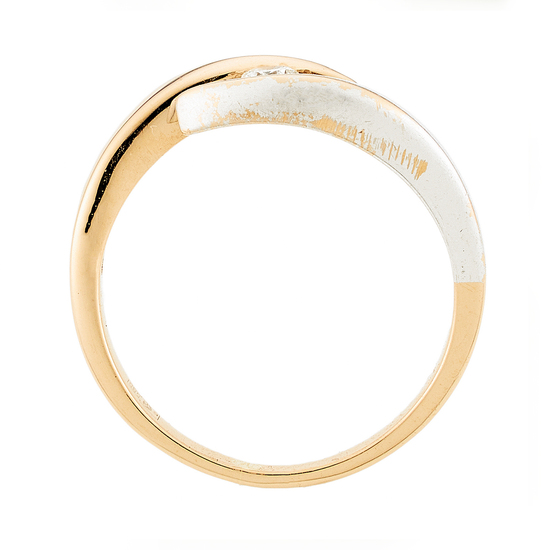 Кольцо из комбинированного золота 585 пробы c 1 бриллиантом, Л43058328 за 14340
