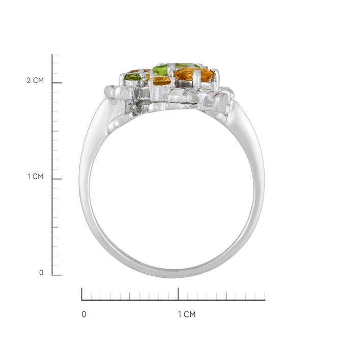 Кольцо из золота 585 пробы c хризолитами и цитринами, Л 0408 8072 за 55520
