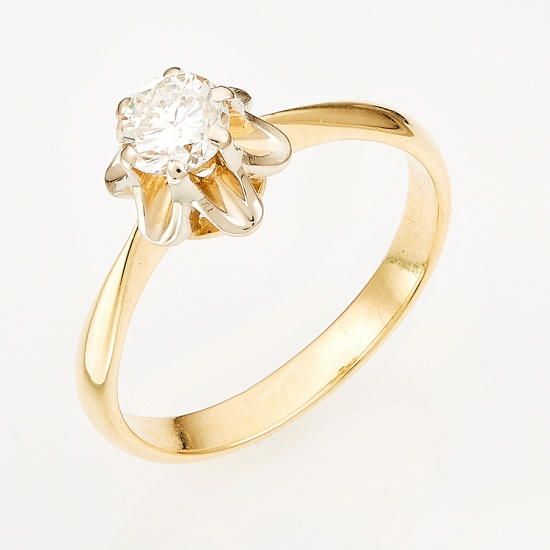 Кольцо из комбинированного золота 750 пробы c 1 бриллиантом, Л25070288 за 105560