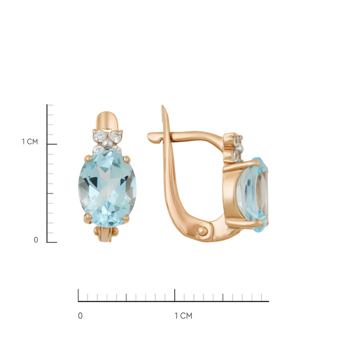 Серьги из золота 585 пробы c топазами и фианитами, Л 2213 2604 за 24800