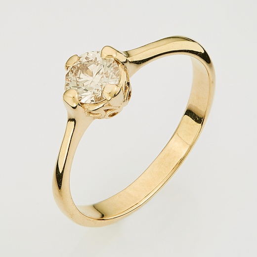 Кольцо из желтого золота 585 пробы c 1 бриллиантом Л23060093 фото 1
