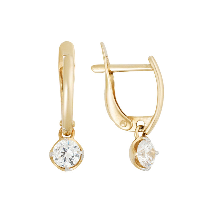 Серьги из золота 585 пробы с фианитами, Ц О007 5500 за 16800