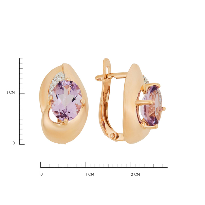 Серьги из золота 585 пробы с аметистами и фианитами, Ц О007 4144 за 37600