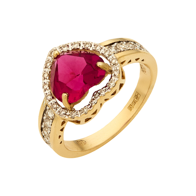 Кольцо из золота 585 пробы c бриллиантами и корундом, Л 2811 0558 за 72640