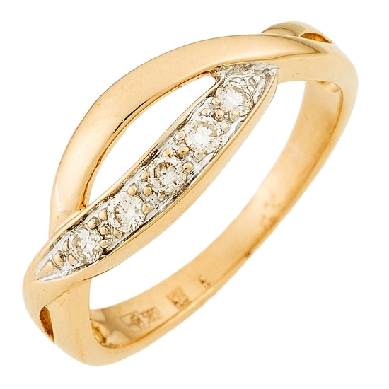Кольцо из комбинированного золота 585 пробы c 5 бриллиантами, Л32082441 за 11205