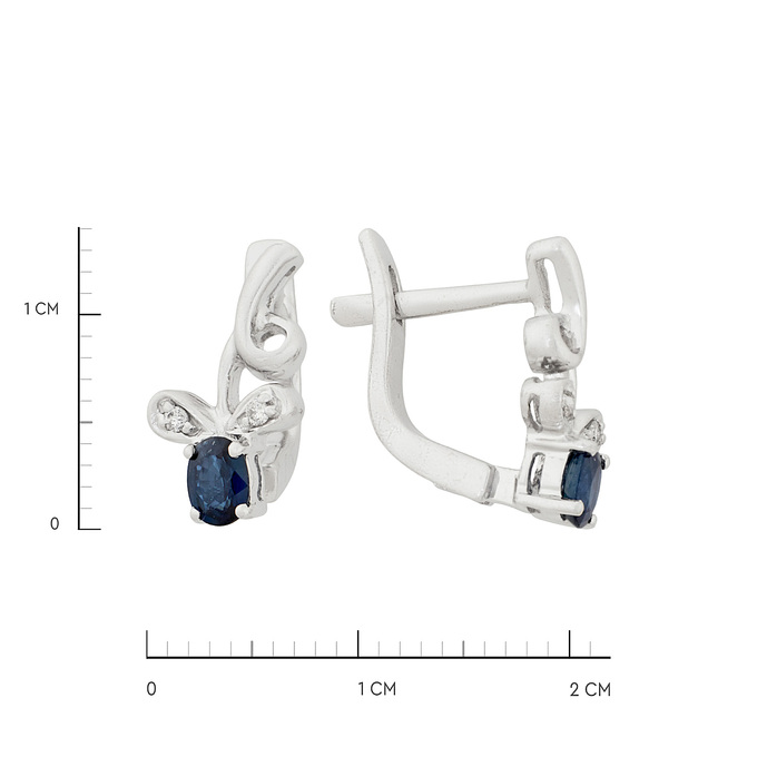 Серьги из золота 585 пробы c сапфирами и бриллиантами, Ц О007 2616 за 32300