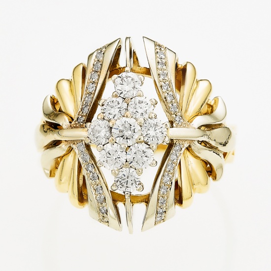 Кольцо из комбинированного золота 585 пробы c 41 бриллиантами