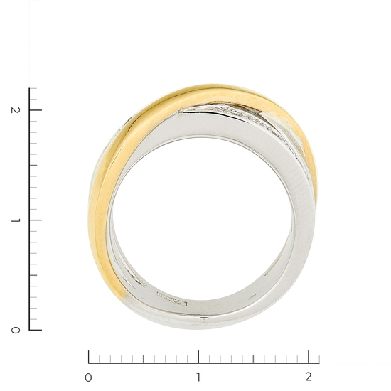 Кольцо из комбинированного золота 750 пробы c 11 бриллиантами, Л28090322 за 95000