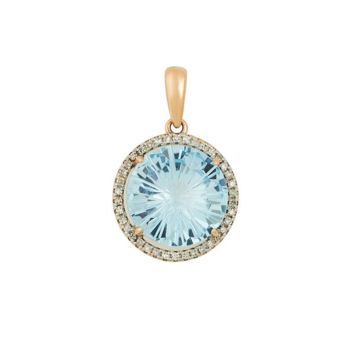 Подвеска из золота 585 пробы c топазом и бриллиантами