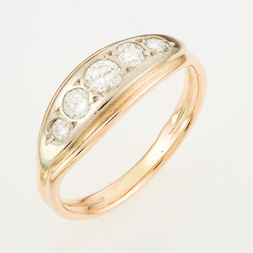 Кольцо из комбинированного золота 500 пробы c 5 бриллиантами Л19094072 фото 1