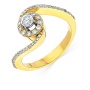 Кольцо из желтого золота 750 пробы c 1 бриллиантом и фианитами 092035 фото 1