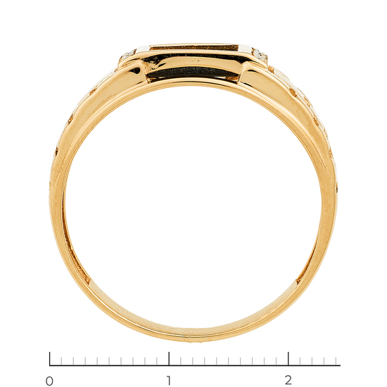 Кольцо из красного золота 585 пробы c фианитами и 1 камнем синтетическим, Л36061103 за 11800