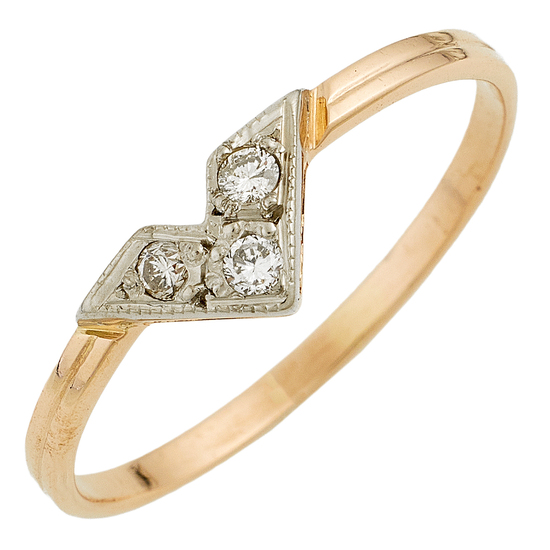 Кольцо из комбинированного золота 585 пробы c 3 бриллиантами, Л05141005 за 10740
