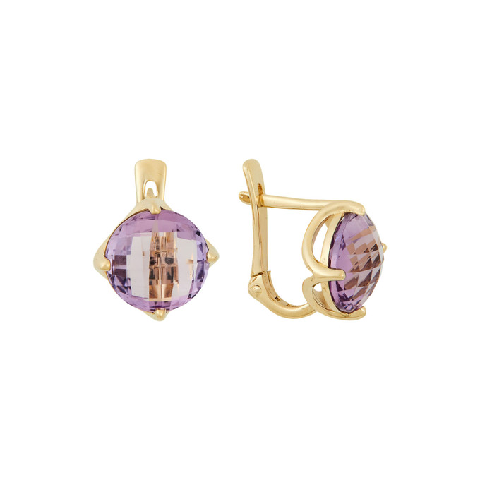 Серьги из золота 585 пробы c аметистами, Ц О007 2736 за 42400