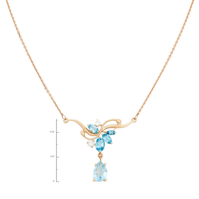 Колье из золота 585 пробы с топазами и фианитами, Л 6302 6932 за 47200
