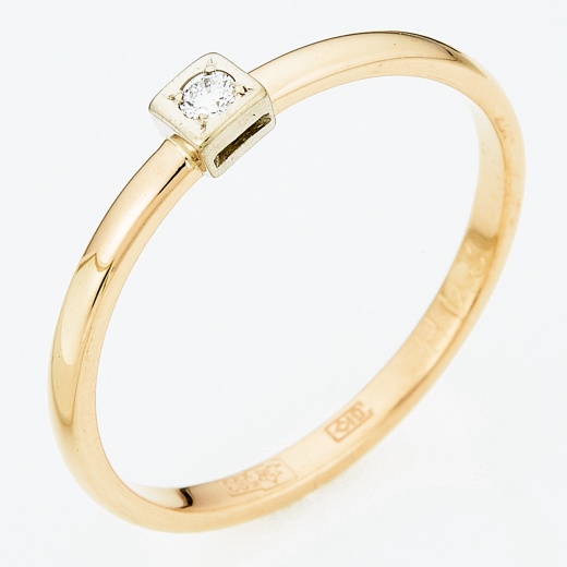 Кольцо из комбинированного золота 583 пробы c 1 бриллиантом Л63003693 фото 1