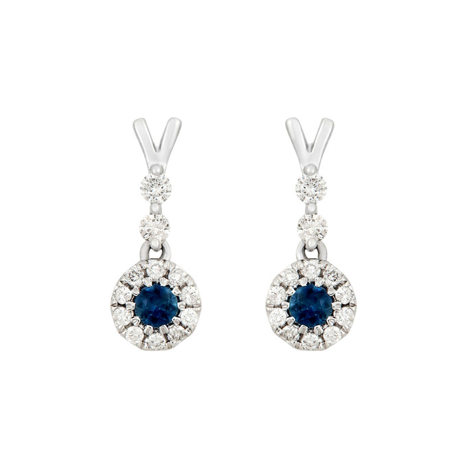 Серьги из золота 585 пробы с сапфирами и бриллиантами, Л 0515 4888 за 19200