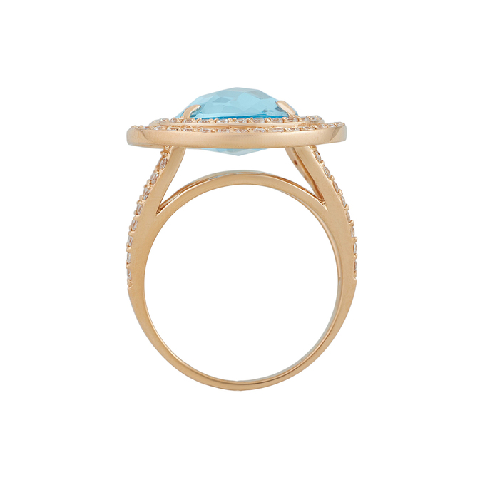 Кольцо из золота 585 пробы c топазом и синтетическими камнями, Л 2812 3789 за 102000