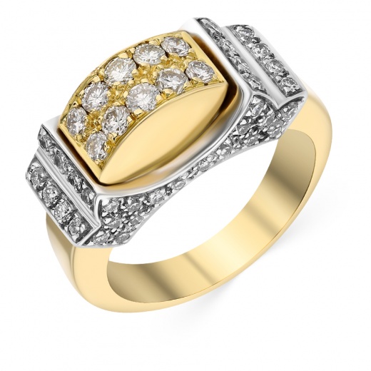 Кольцо из комбинированного золота 750 пробы c 58 бриллиантами 048636 фото 1