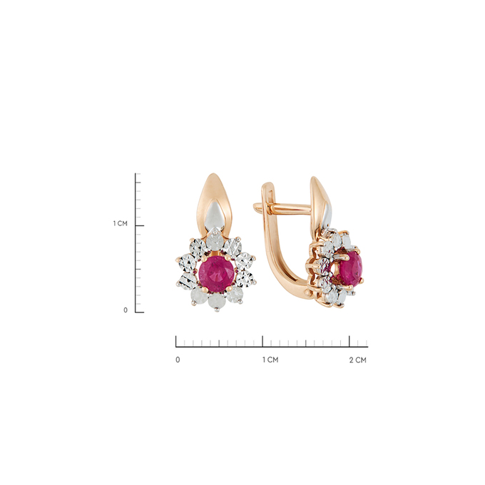 Серьги из золота 585 пробы c 2 рубинами