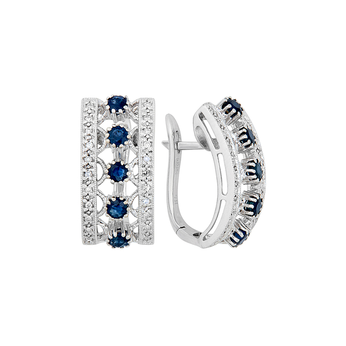 Серьги из золота 585 пробы c сапфирами и бриллиантами, К 0000 4222 за 69500